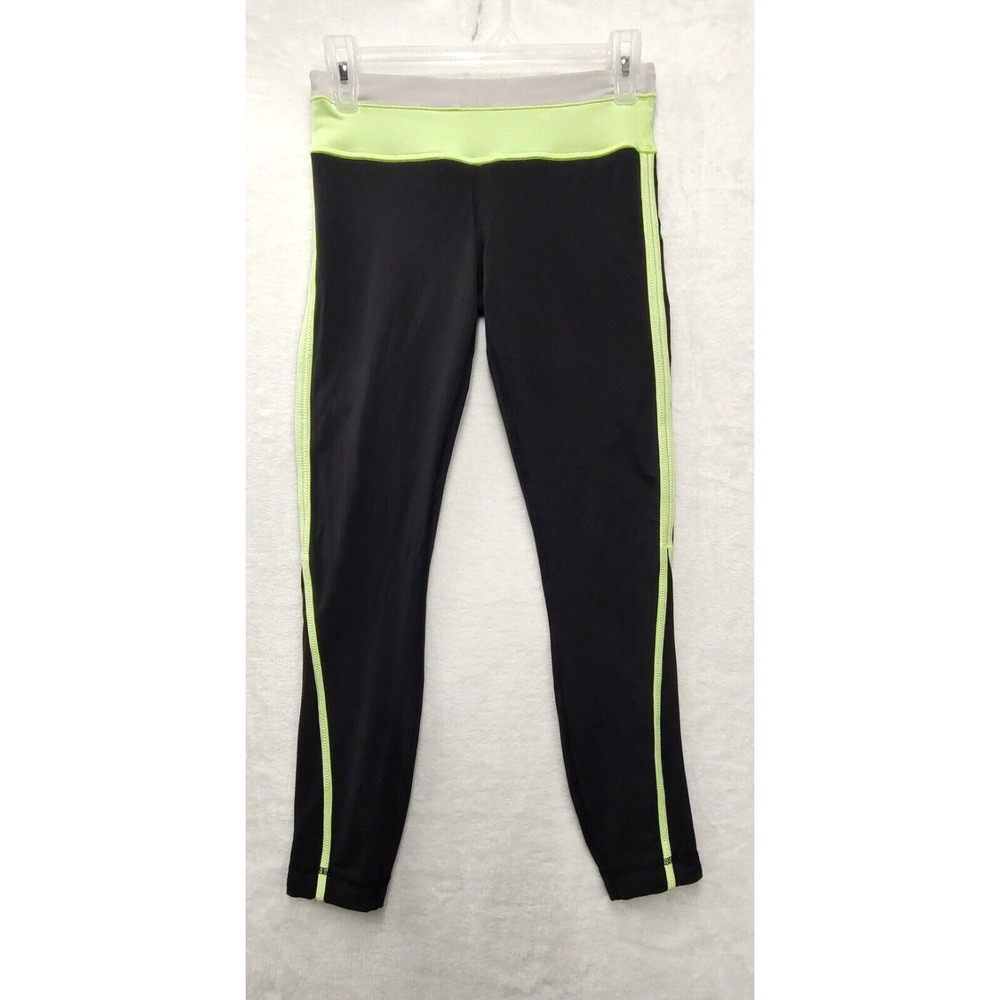 Lululemon Leggings‎ Women's Size 4 Black/Bright Green Zipper Pocket